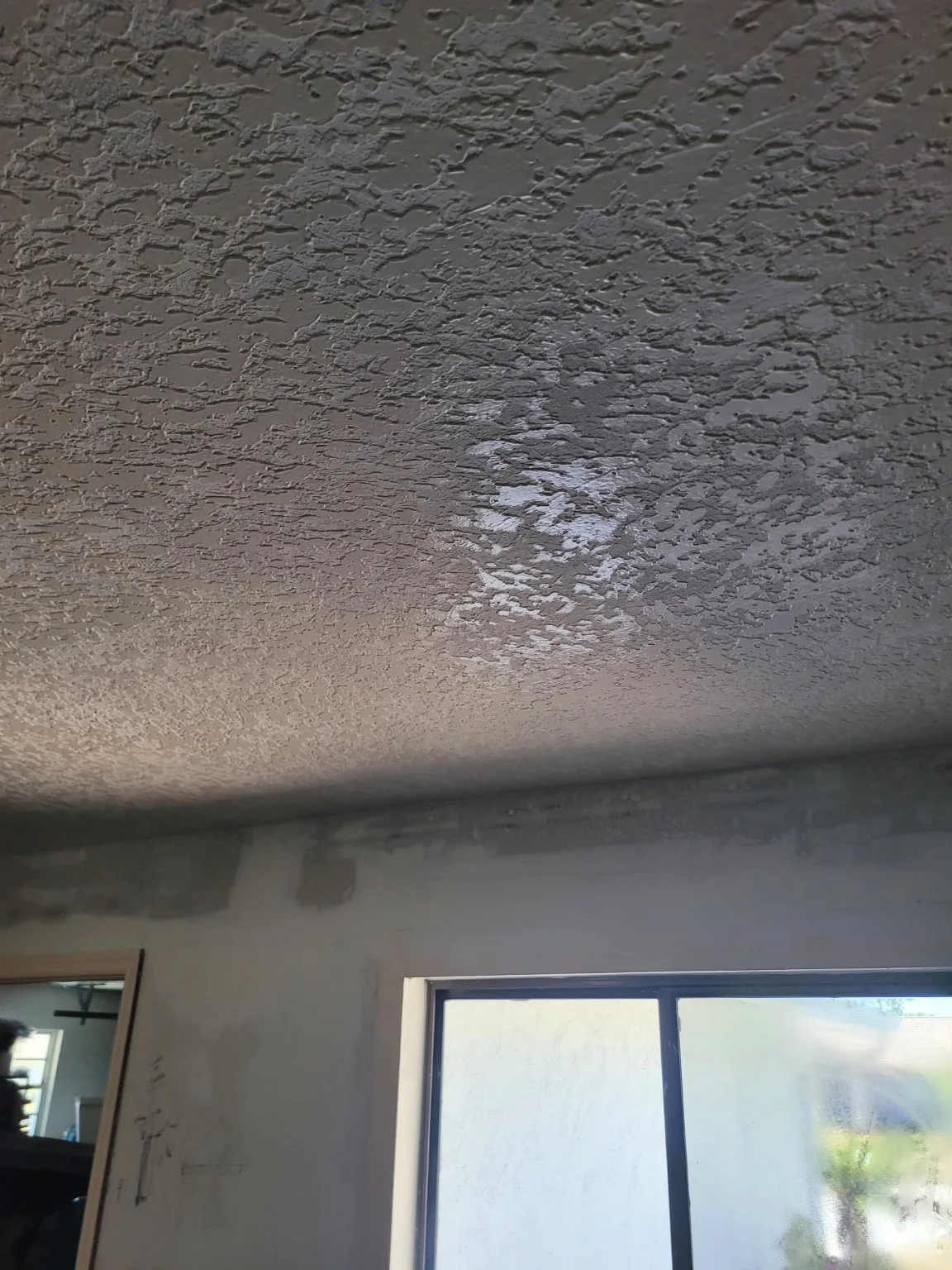 Close-up of finished ceiling texture